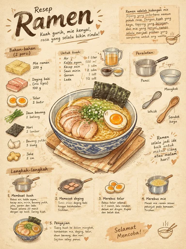 ヴィンテージ風手描きレシピページ