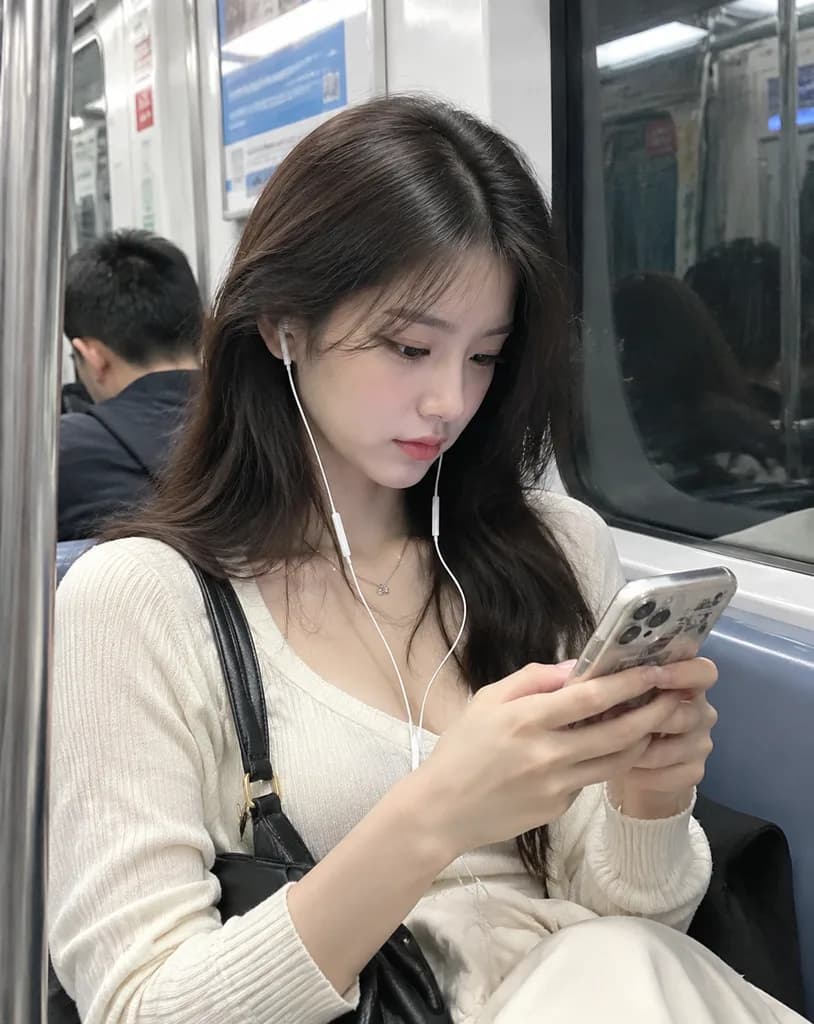 지하철 속 자연스러운 통근자 스냅