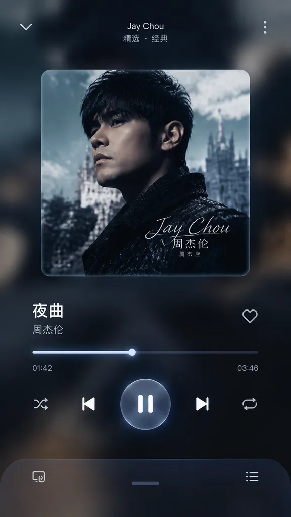 Dark Frosted Glass Music Player UI