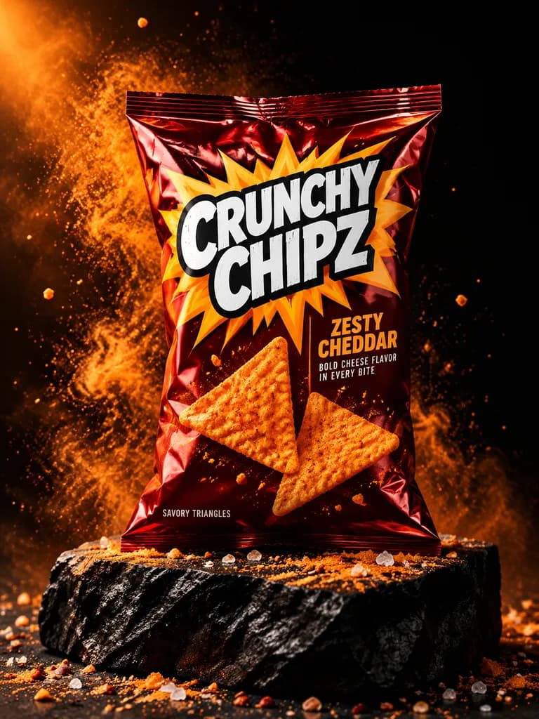 Spicy Chip Bag on Stone Pedestal
