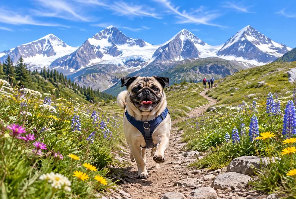 高山トレイルを駆ける犬