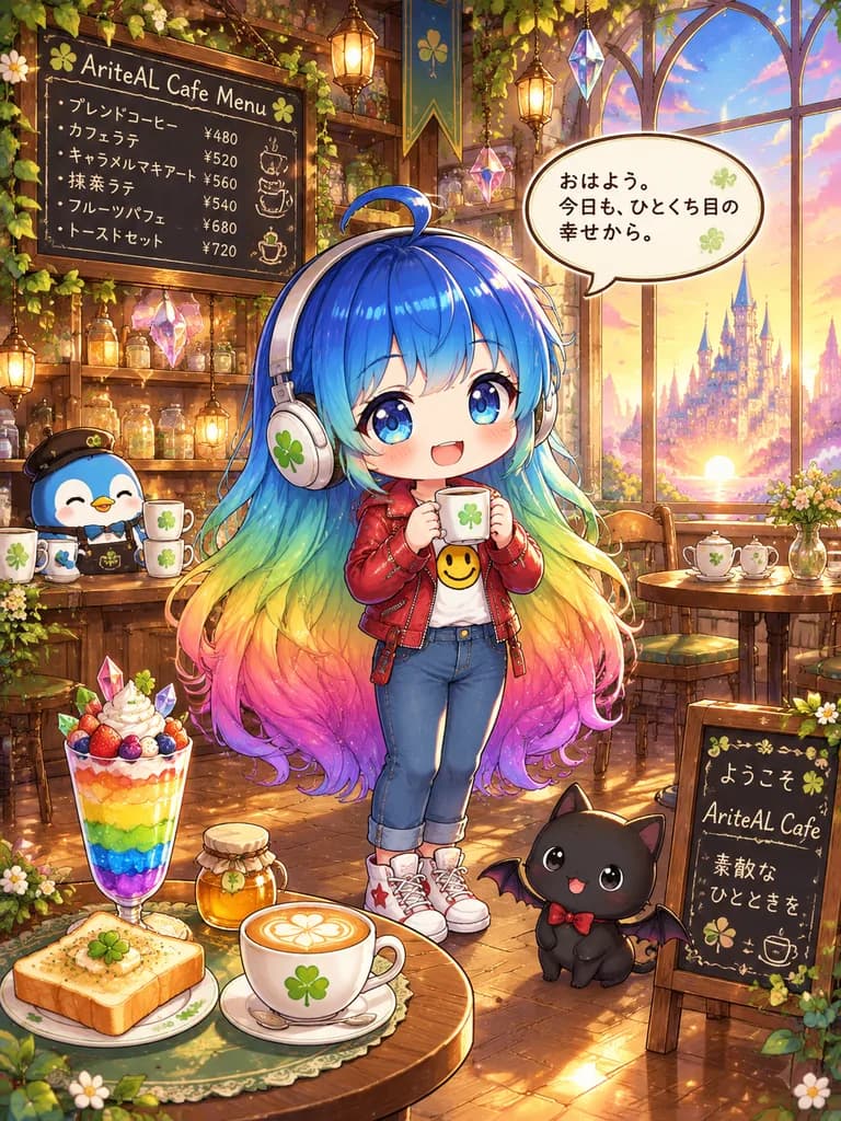 Chibi Rainbow Mascot Fantasy Cafe