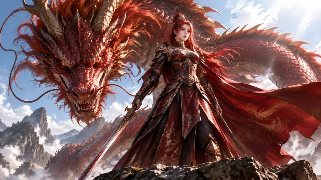 Dragon Knight Queen and Crimson Drake