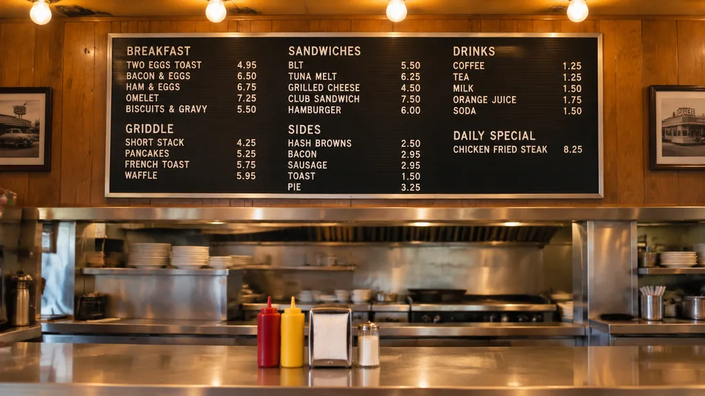 Classic American Diner Menu Board