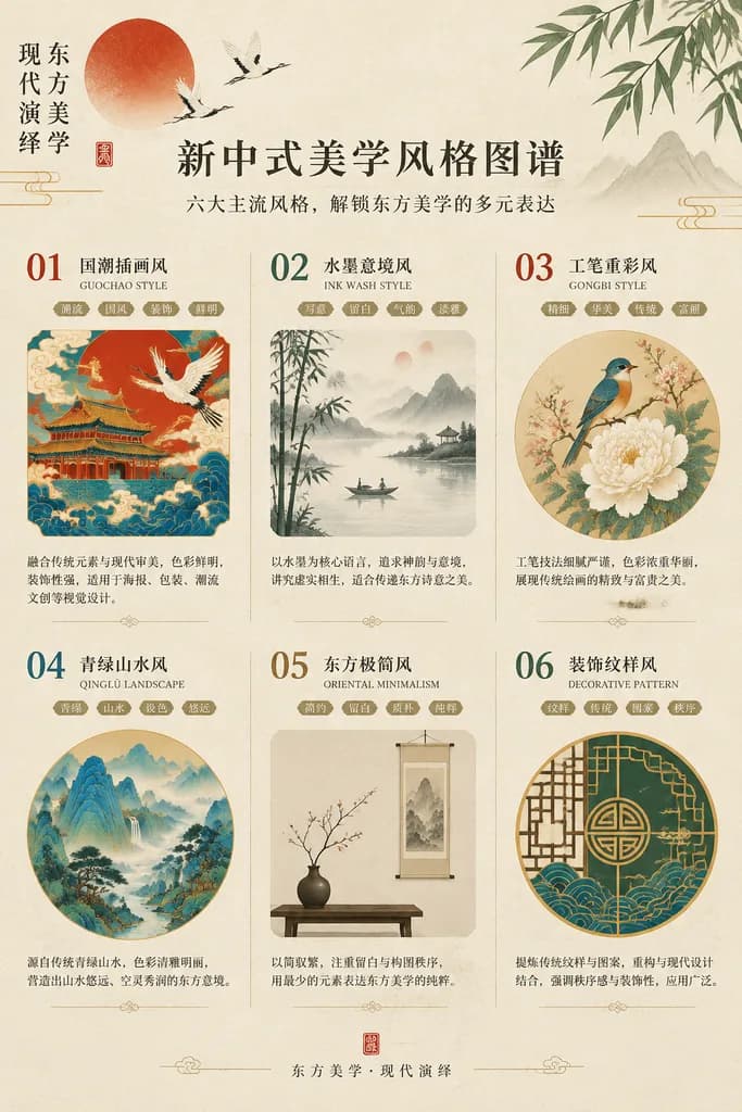 新中式美學風格圖譜海報
