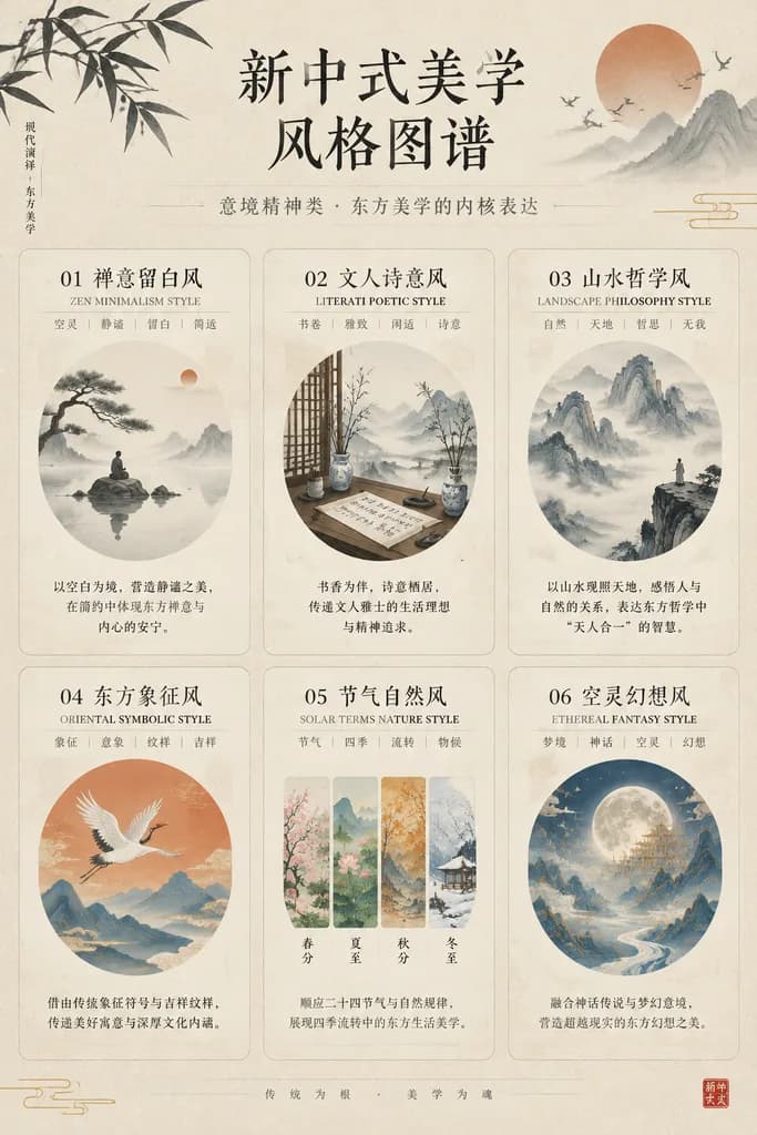 New Chinese Aesthetics Mood Board Infographic