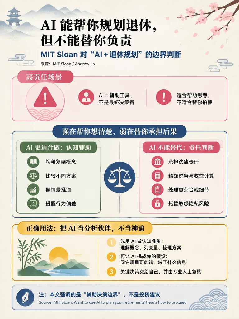 Chinese Editorial Infographic on AI Retirement