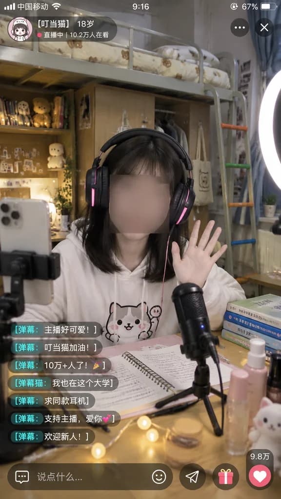 大學宿舍手機直播介面截圖