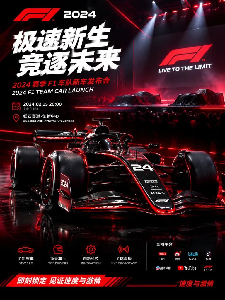 F1 레이싱팀 신차 발표 포스터