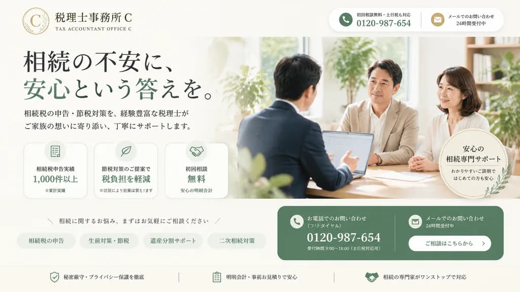 일본 상속세 세무사 랜딩 페이지 히어로