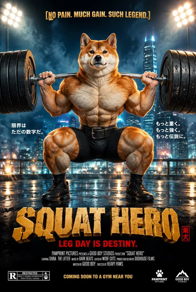 근육질 시바견 파워리프터 영화 포스터
