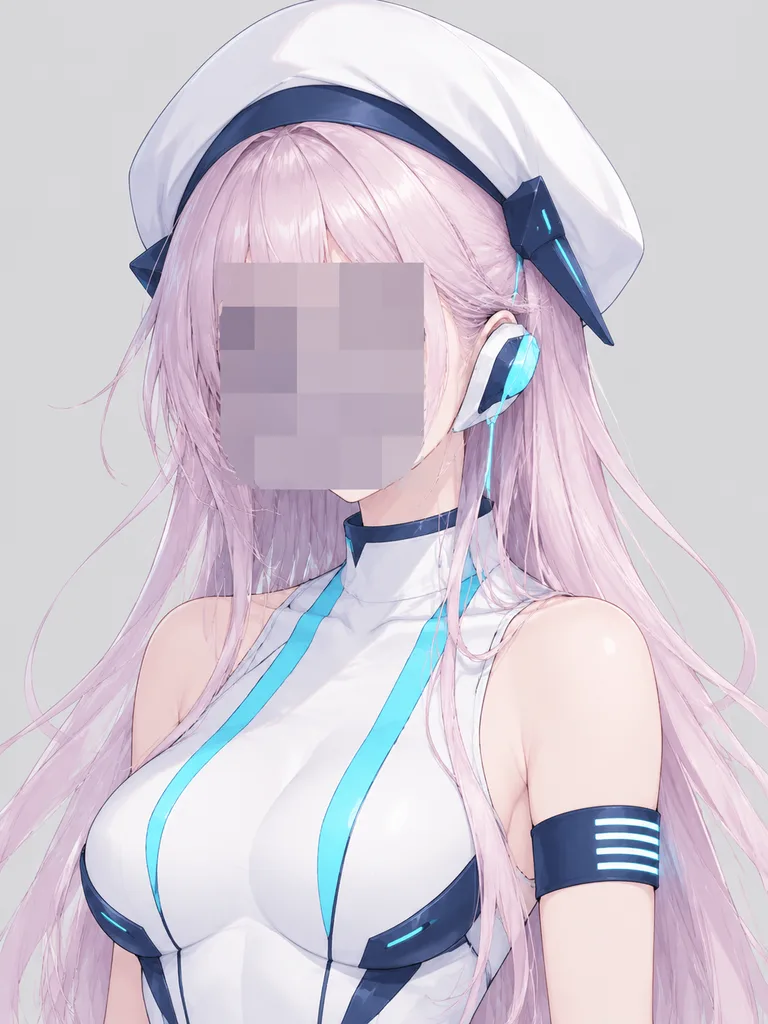 Minimal Sci-Fi Girl with Mosaic Face