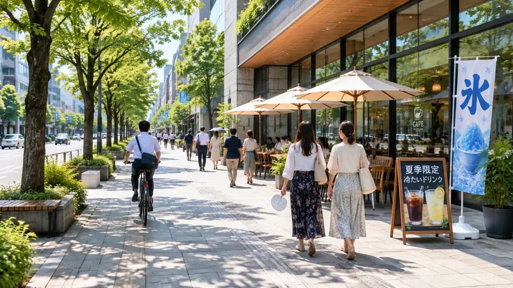 Summer Cafe Sidewalk in Tokyo