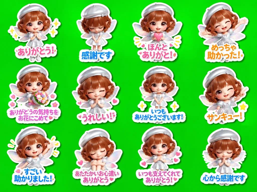 Chibi Fairy Thank You Sticker Sheet