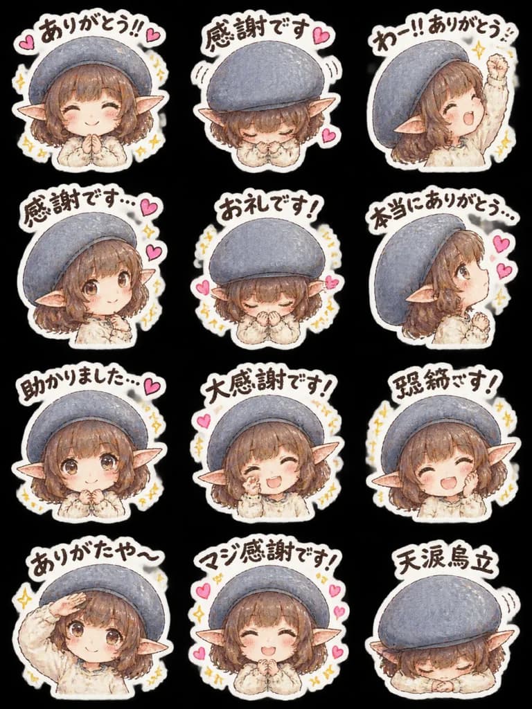 Chibi Elf Girl Gratitude Sticker Sheet