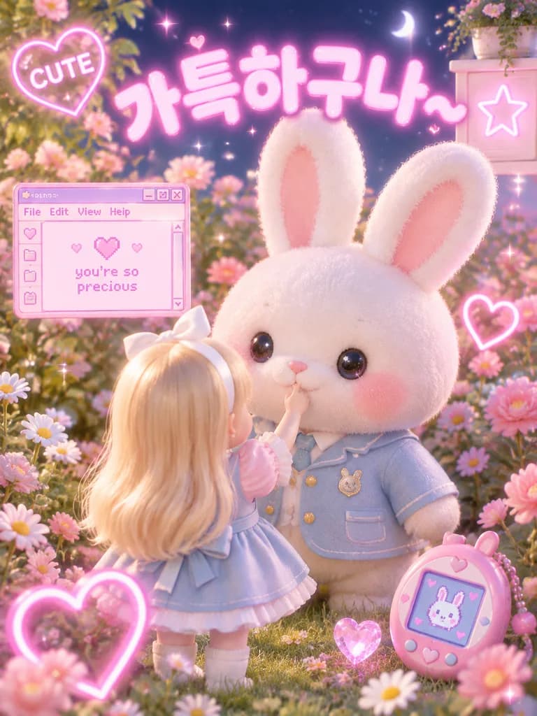 Kawaii Bunny Garden Neon Render