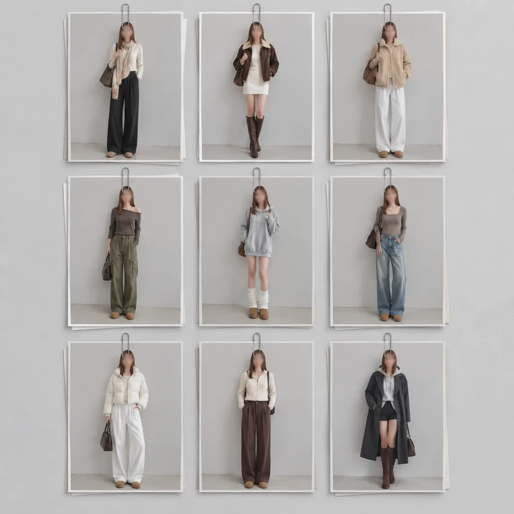 Minimalist Korean Streetwear Lookbook Collage
