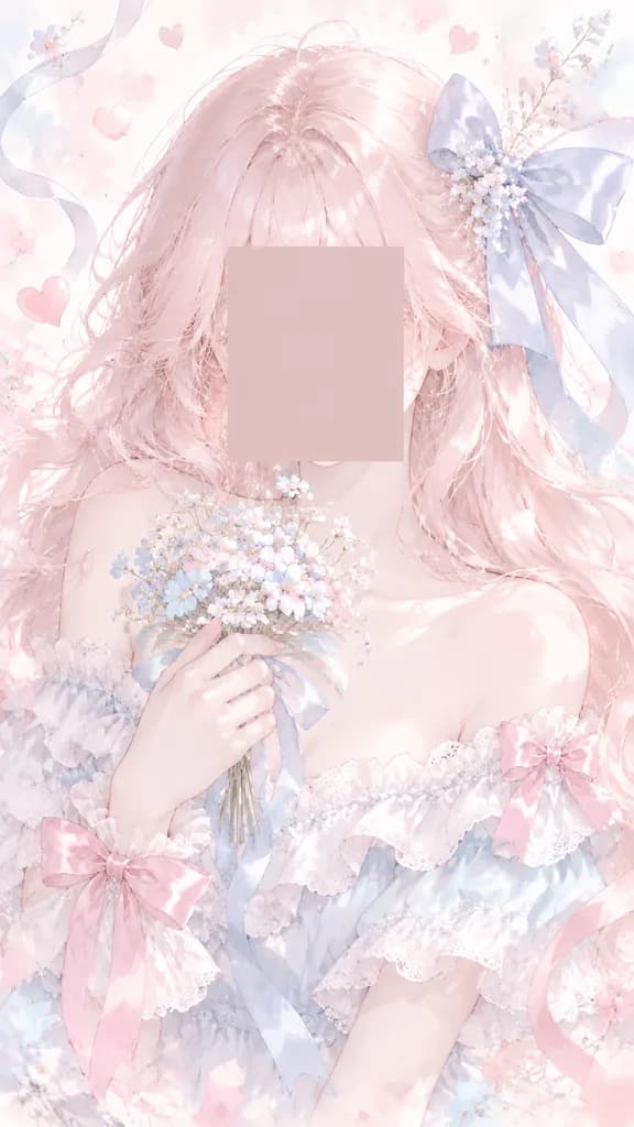 Faceless Pastel Anime Floral Portrait