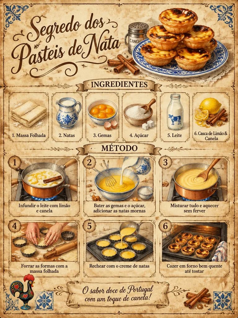 Vintage Pastel de Nata Recipe Poster