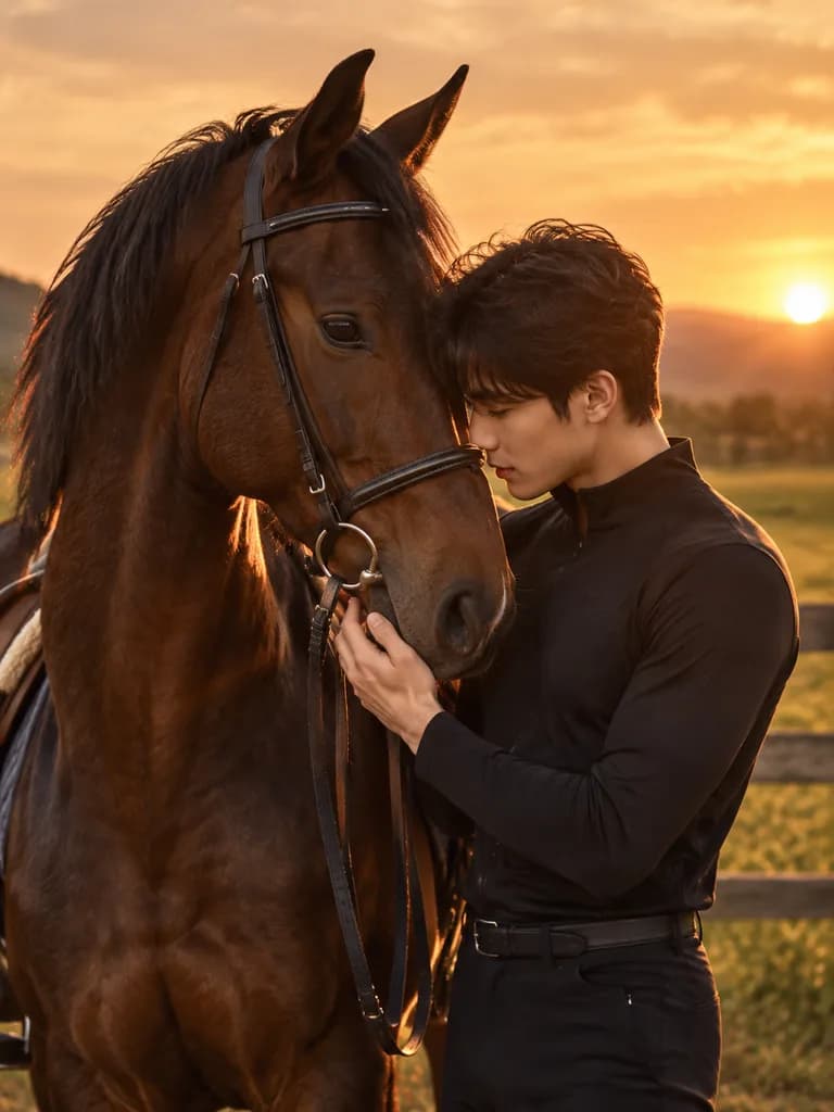 Golden Hour Equestrian Portrait with Rider