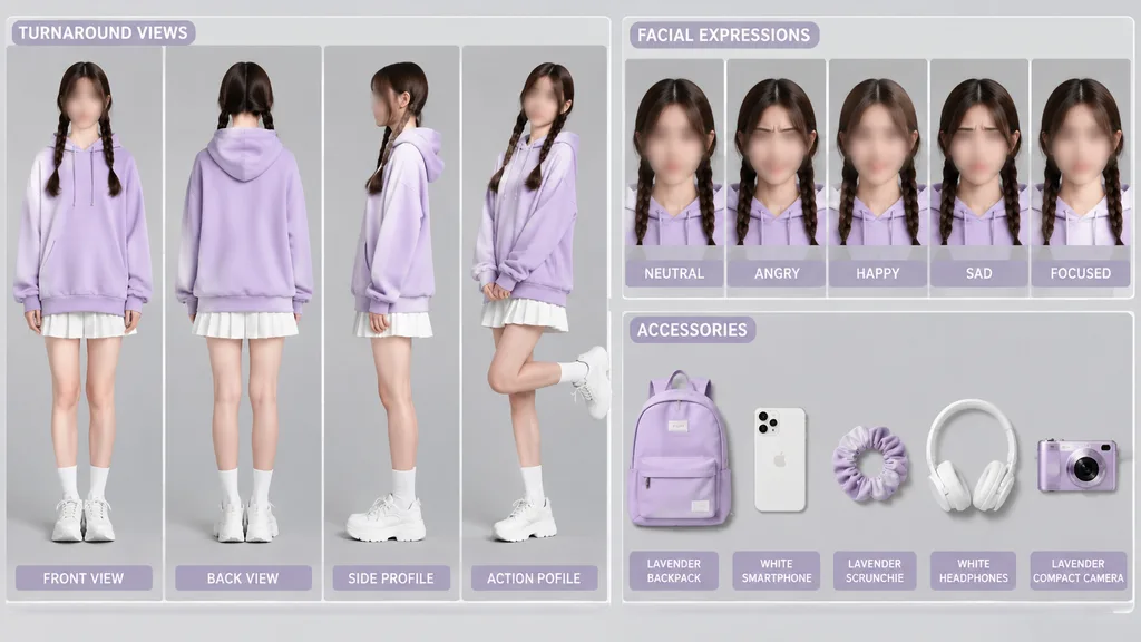 Pastel Streetwear Teen Character Sheet