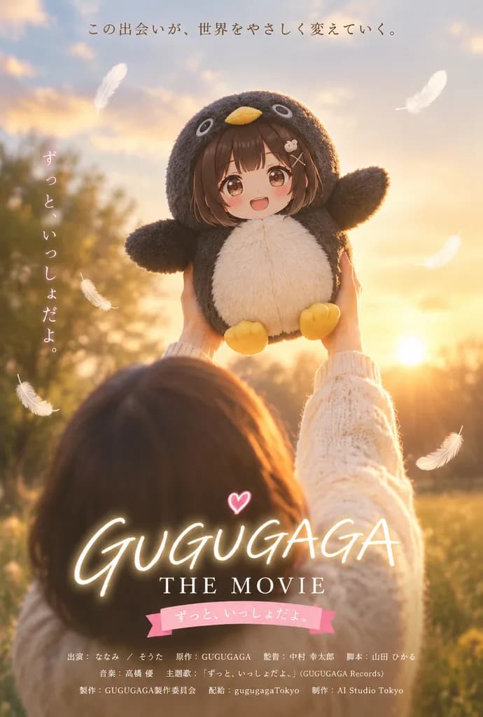 Sunset Penguin Mascot Movie Poster