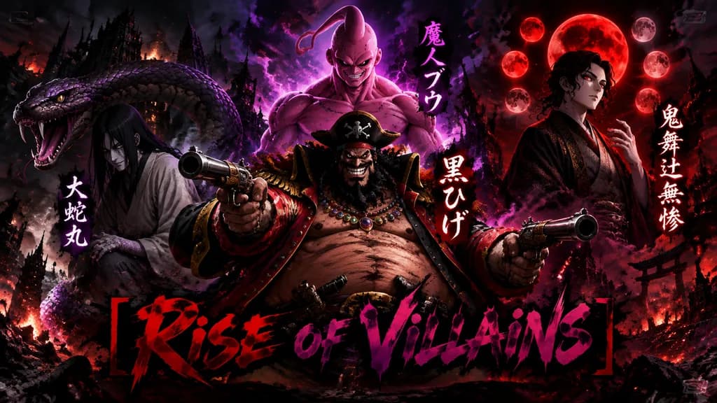โปสเตอร์ครอสโอเวอร์วายร้ายอนิเมะโทนดาร์ก