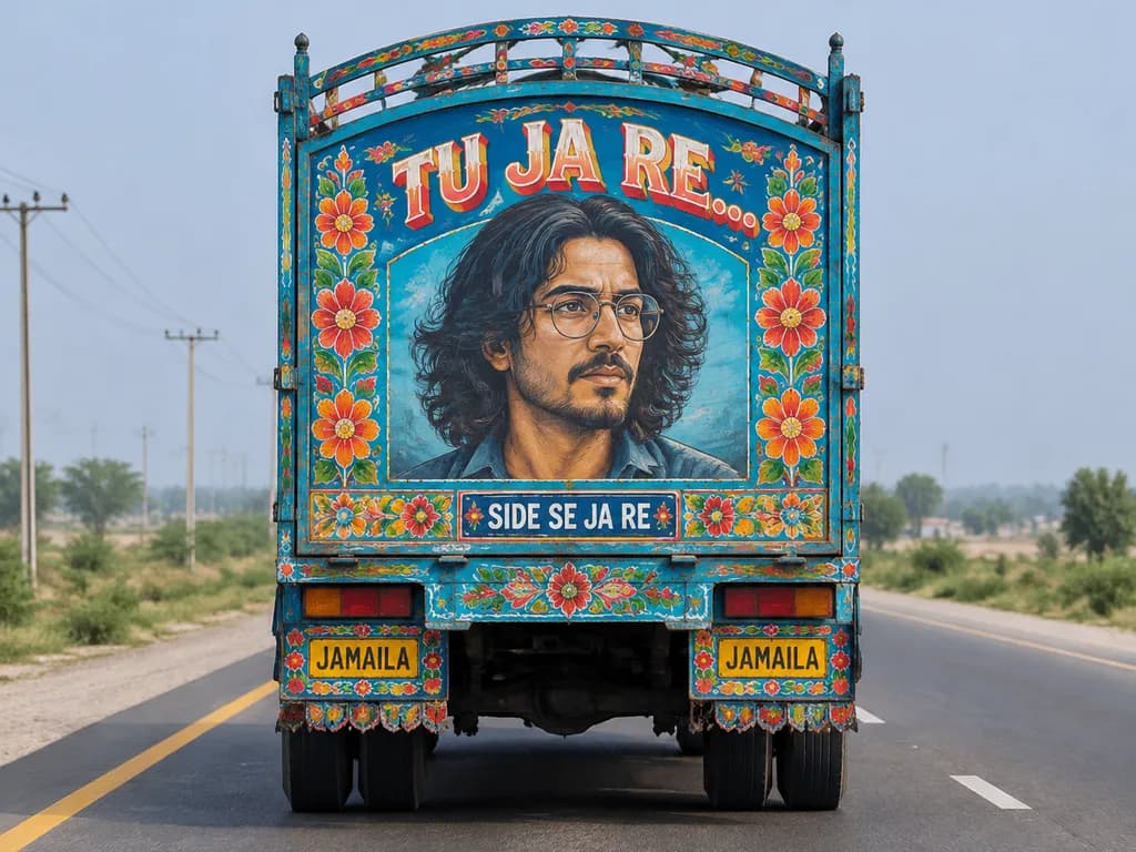 Decorated Truck Art Highway Rear View