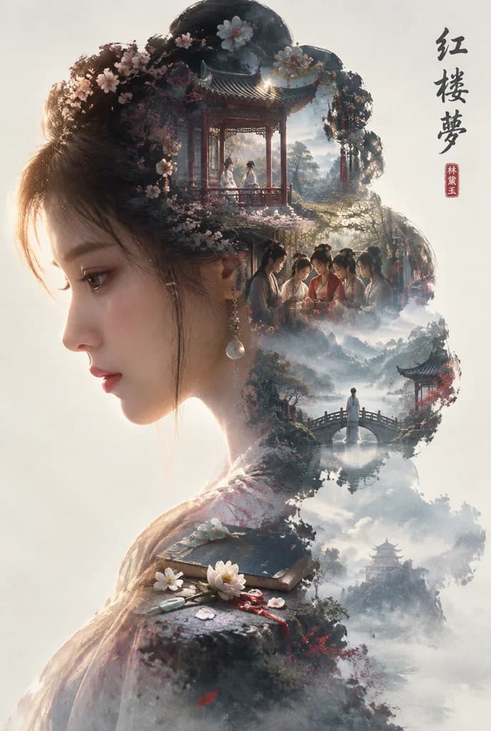 Double Exposure Narrative Silhouette Poster
