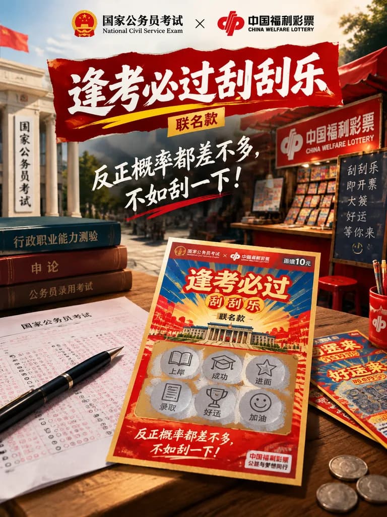 โปสเตอร์ล้อเลียนการคอลแลปส์สอบราชการกับลอตเตอรี่