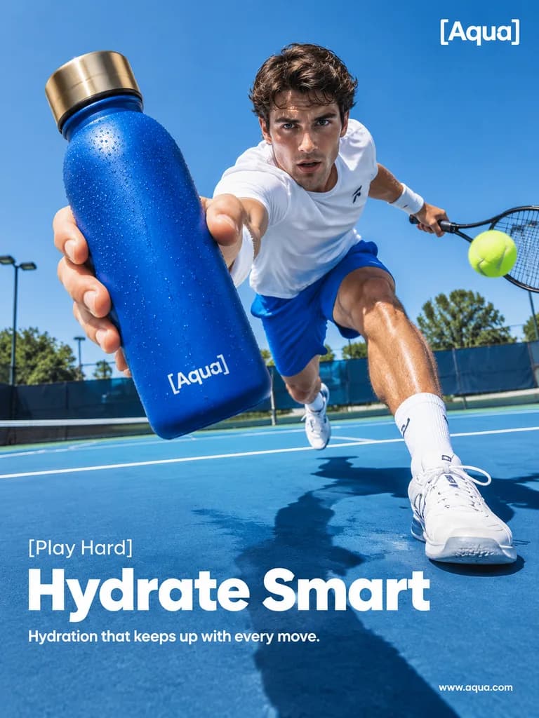 Sports Hydration Bottle Advertising Poster