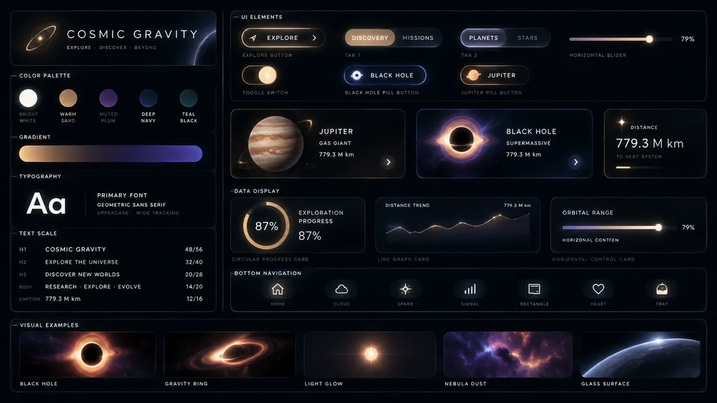 코스믹 글래스모피즘 UI 디자인 시스템
