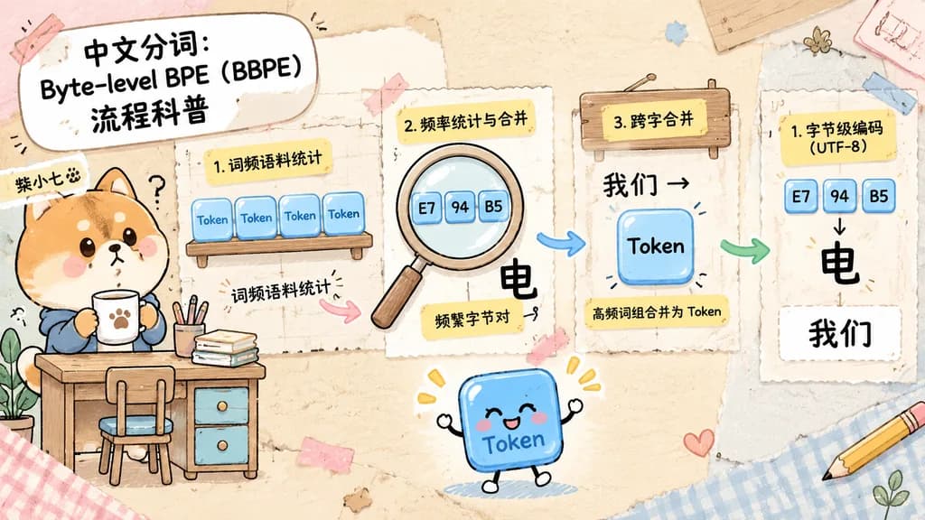 Cute Scrapbook Byte-Level BPE Explainer