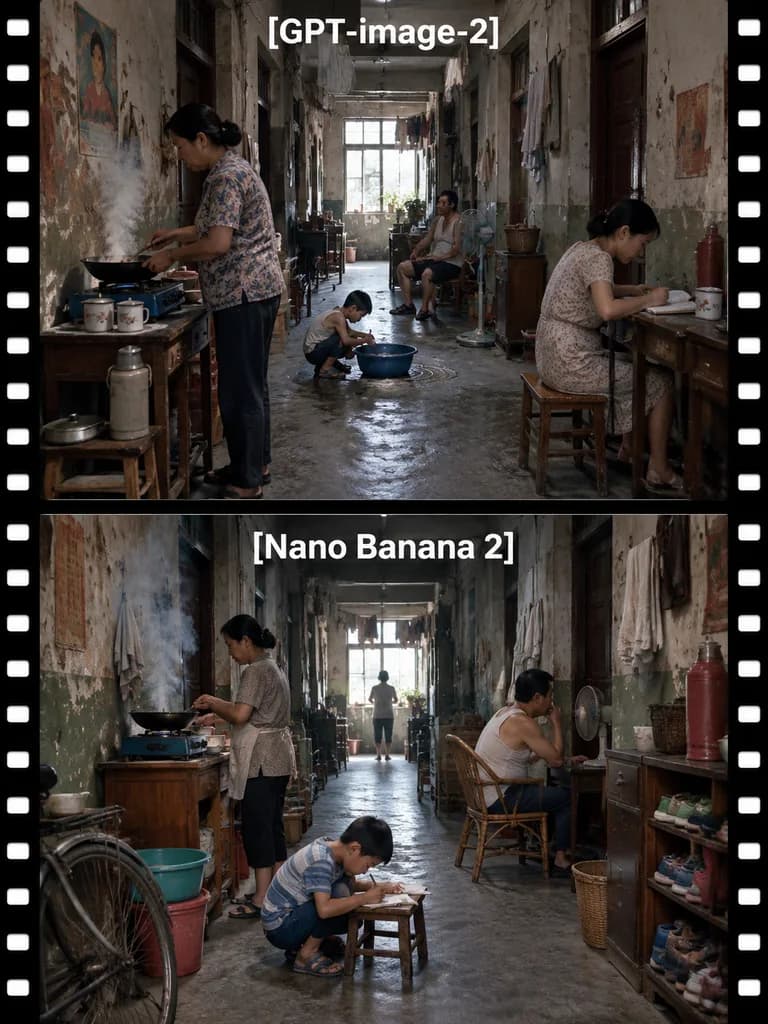 Vintage Apartment Hallway Filmstrip Comparison