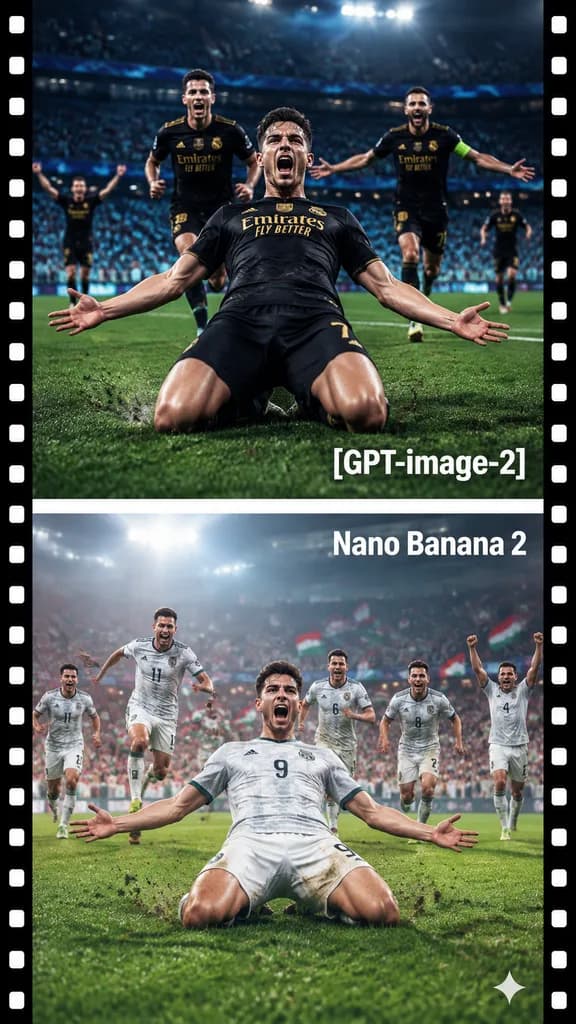 サッカーゴールセレブレーション比較ポスター