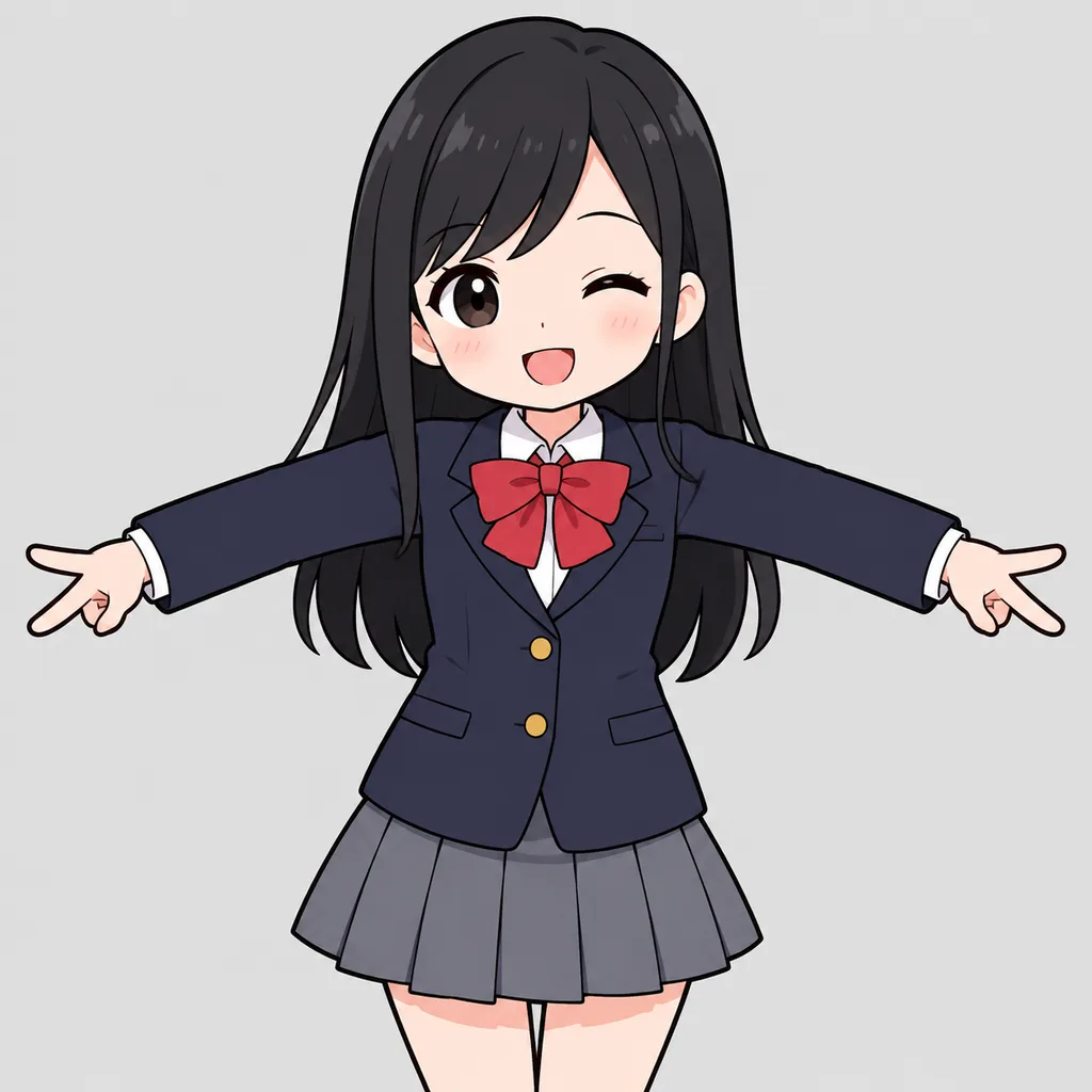 สติกเกอร์เวกเตอร์เด็กนักเรียนหญิงขยิบตาสุดน่ารัก