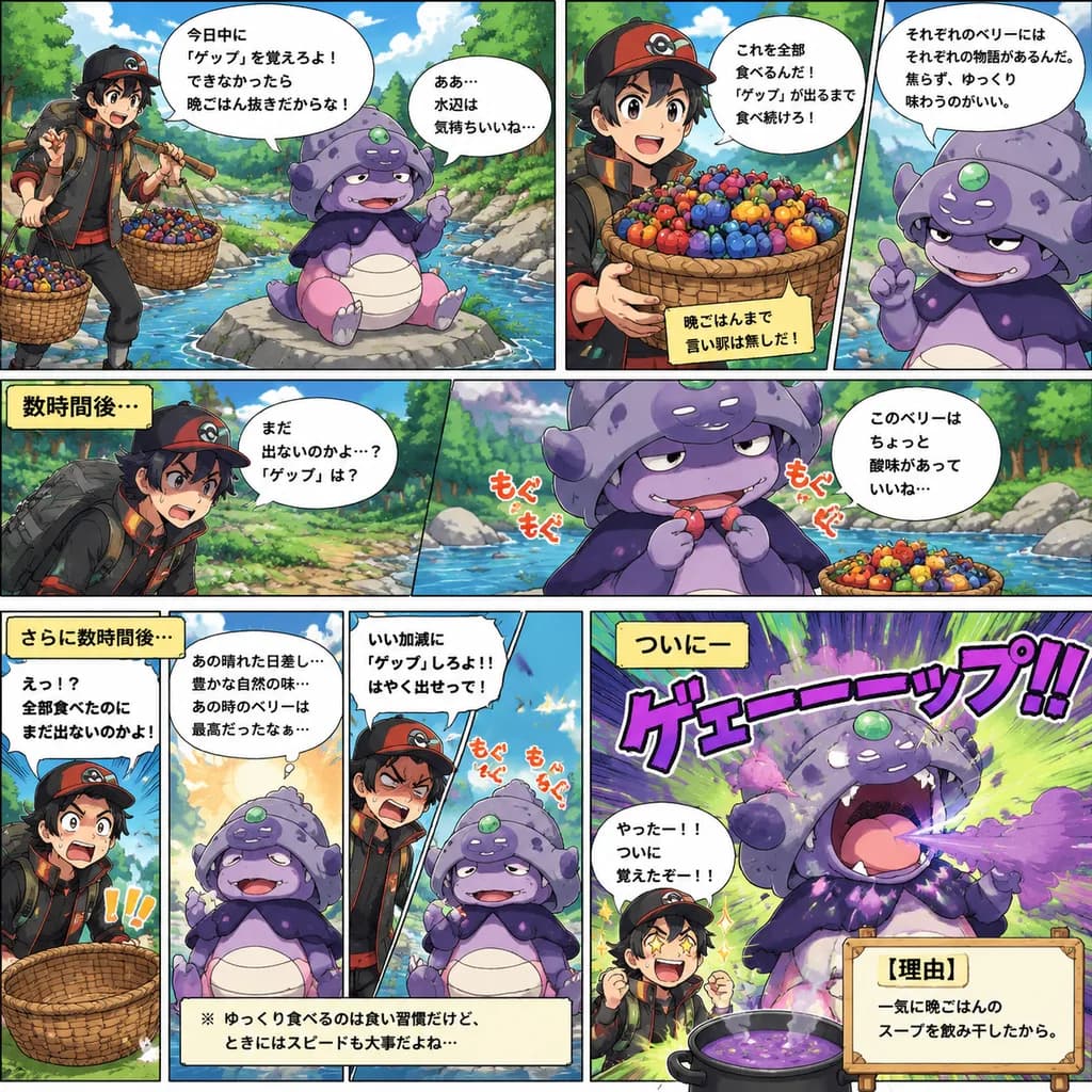 ガラルのヤドキングの『ゲップ』特訓漫画