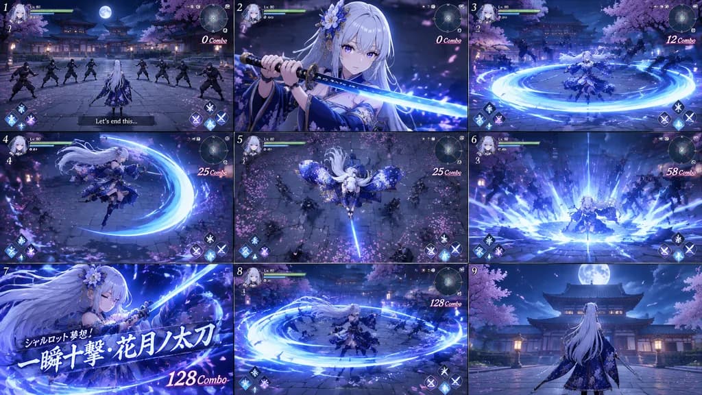 Anime RPG Combat Storyboard Grid