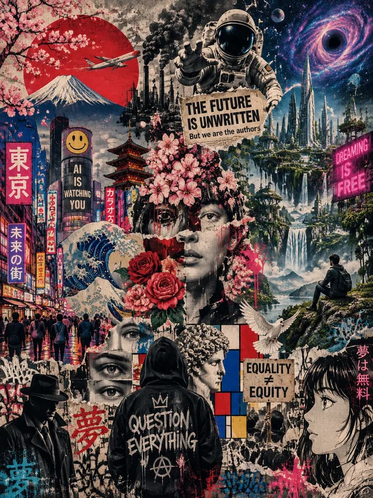 超現實日系未來主義拼貼海報