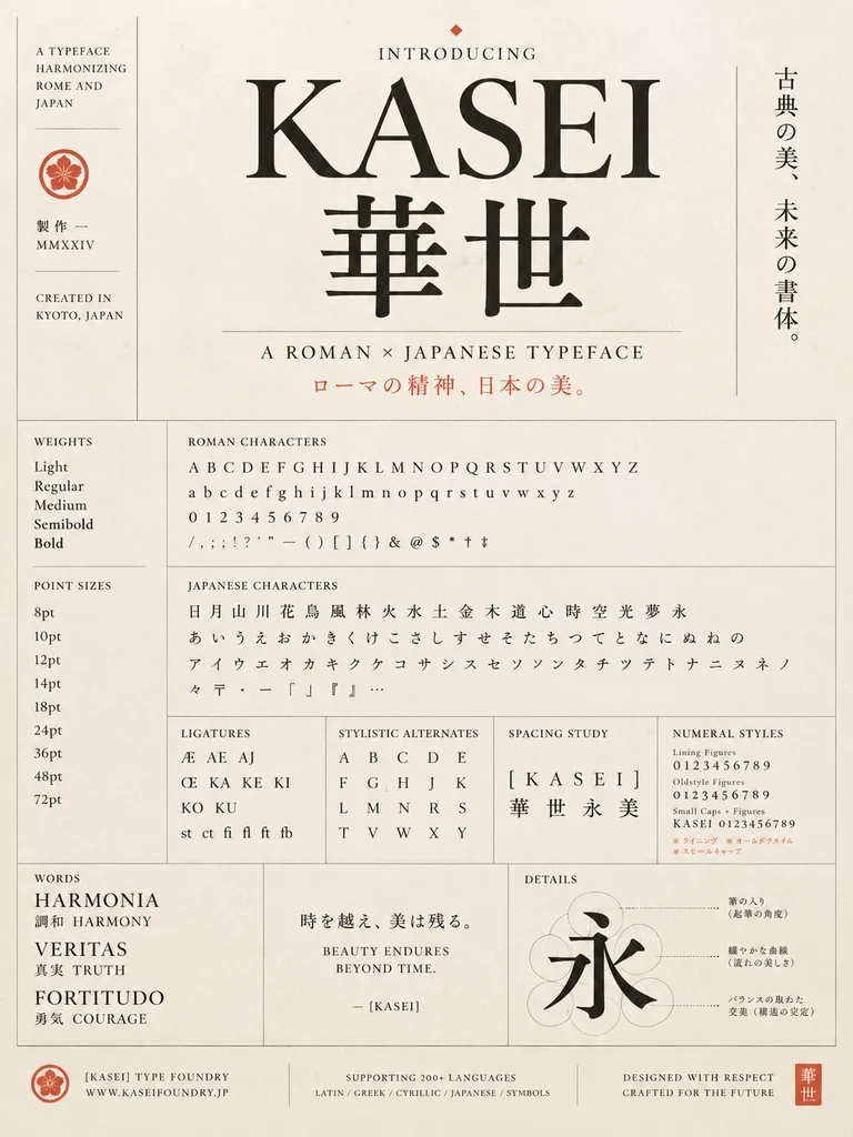 Bilingual Roman Japanese Type Specimen Poster