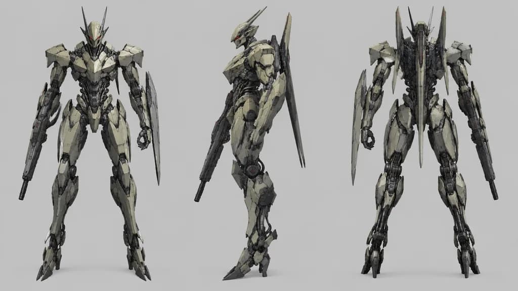 Sci-Fi Mecha Character Turnaround Sheet