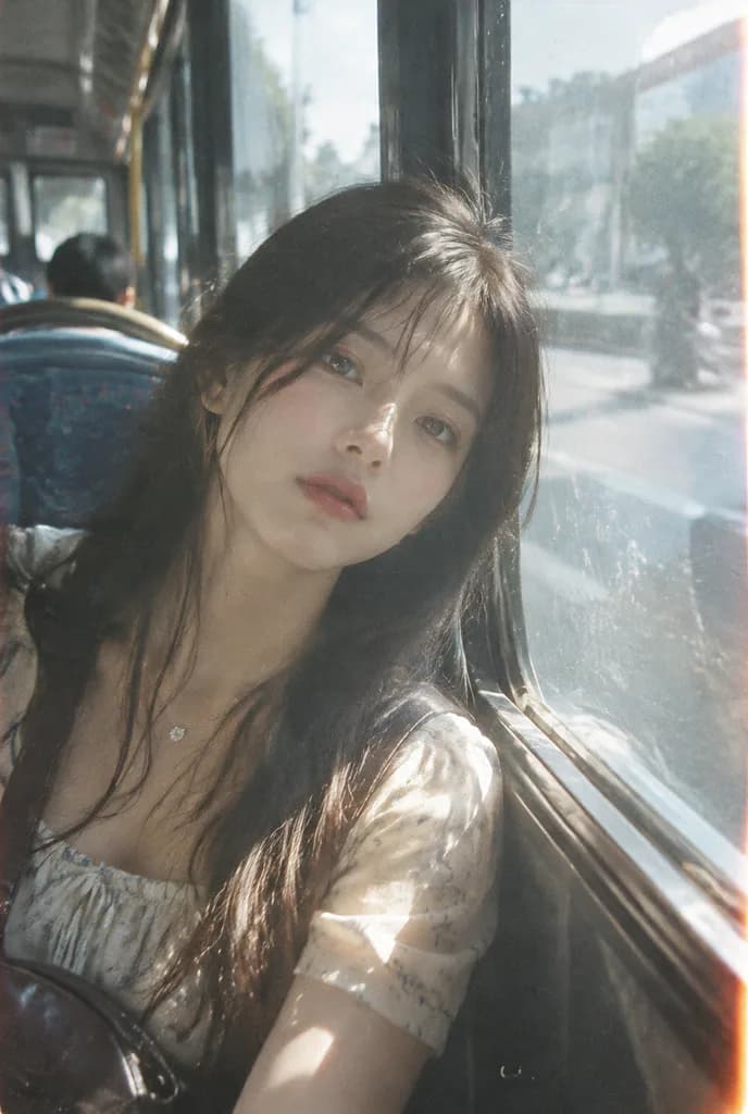 日本のフィルム調 車窓ポートレート