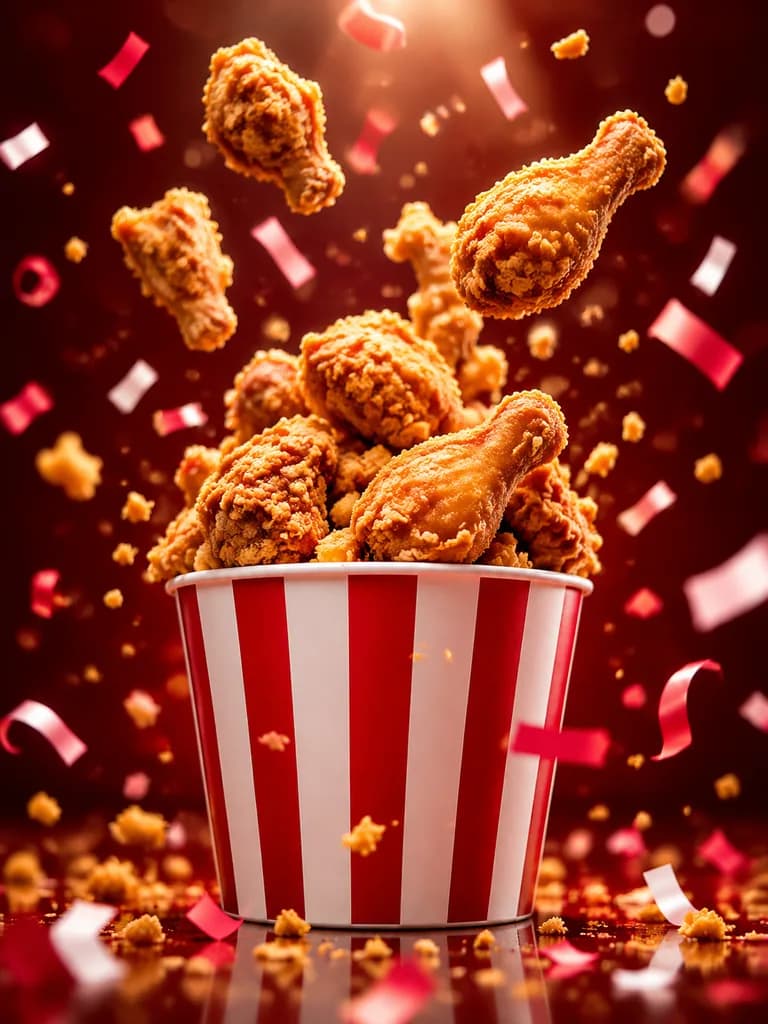 Exploding Fried Chicken Bucket Advertisement
