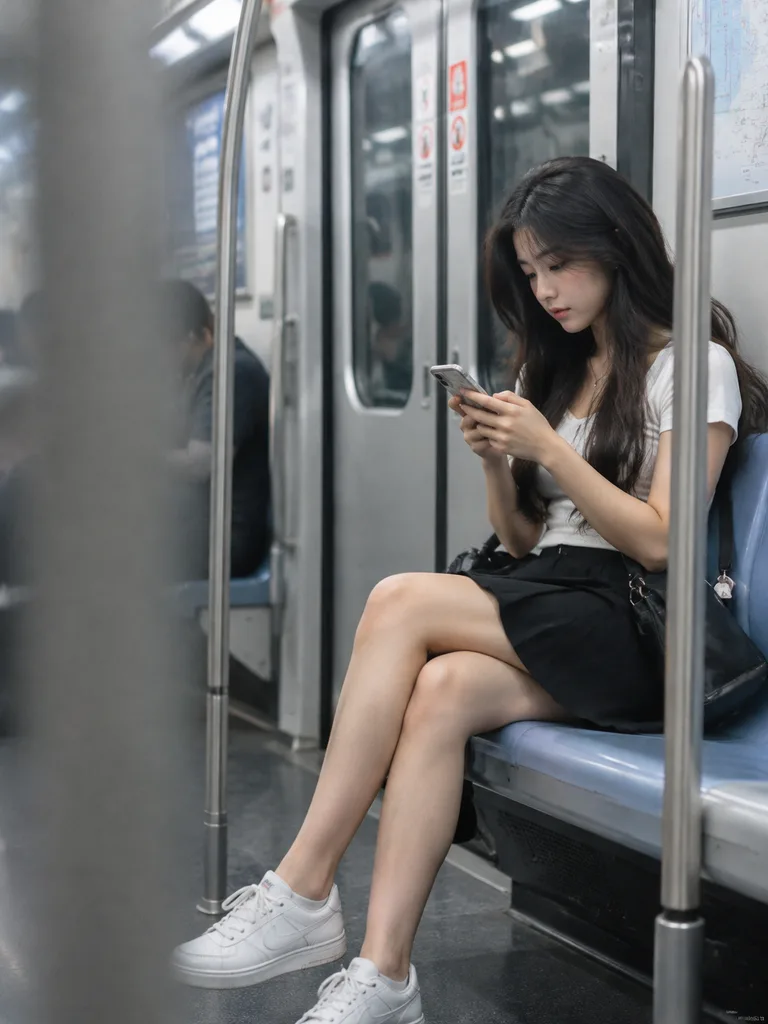 地下鉄車内のスナップポートレート