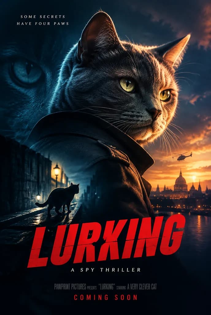 猫が主演のスパイサスペンス映画ポスター