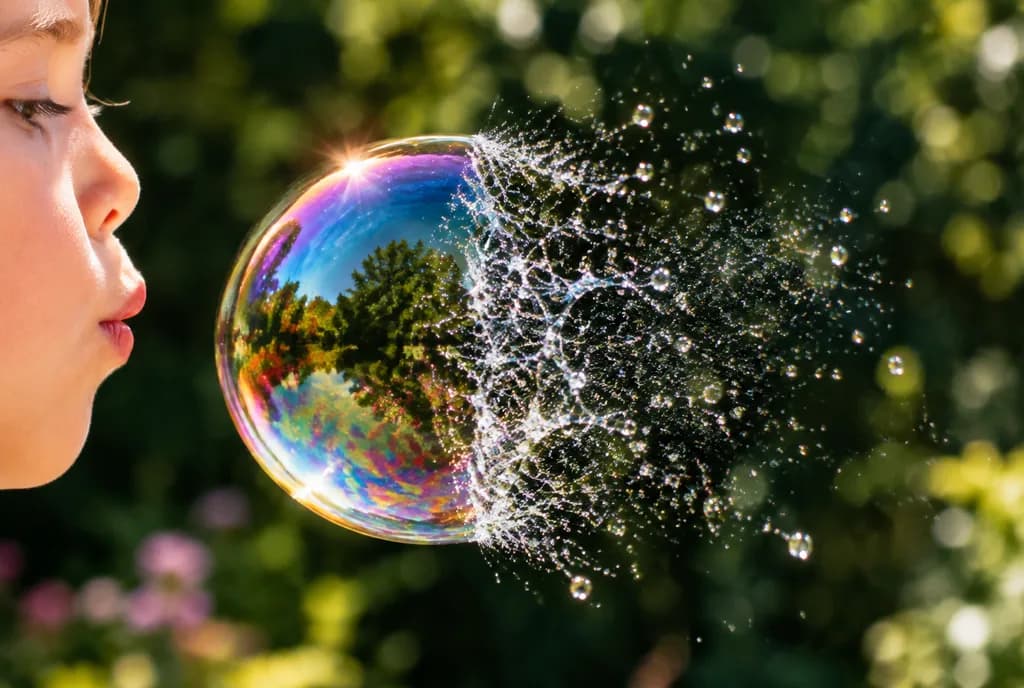 High-Speed Macro Bursting Soap Bubble