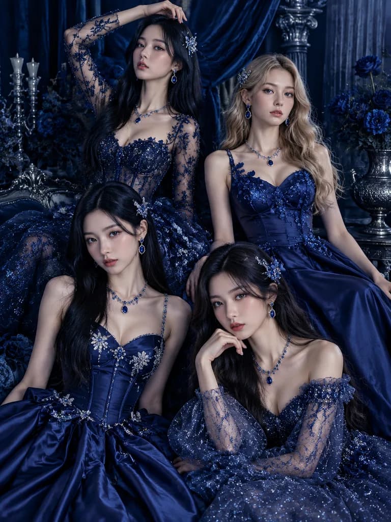 Royal Blue Haute Couture Group Portrait
