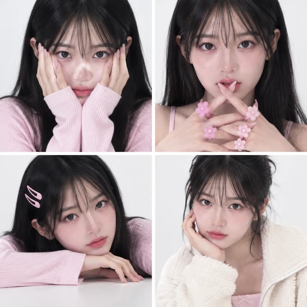 Quad Beauty Editorial Portrait Collage