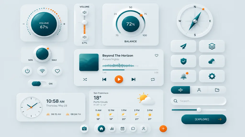 Neumorphic Dashboard UI Component Kit