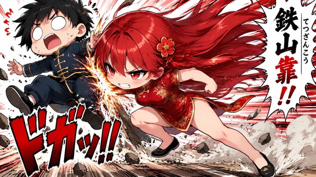 ちびキャラアニメ 武術の鉄山靠アタック
